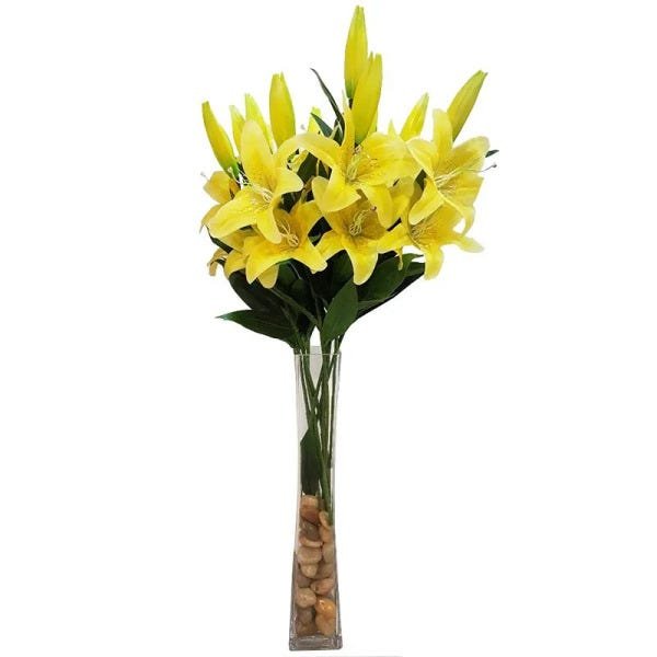Haste lírio flexivel folhas modelavel amarela - 5