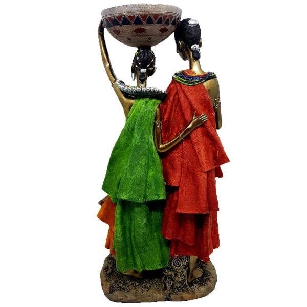 Enfeite família africana em resina 32 cm - 2