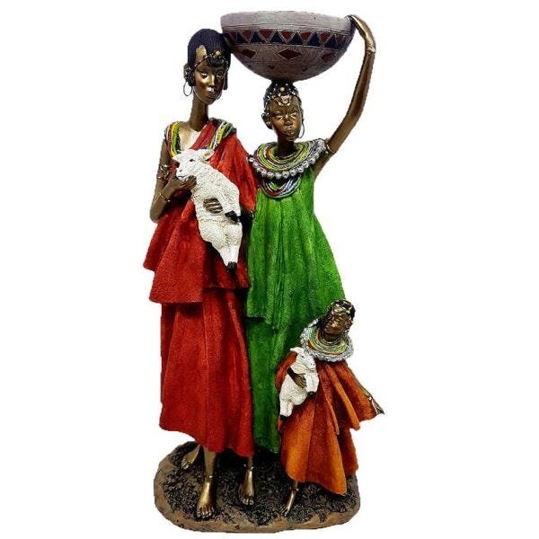 Enfeite família africana em resina 32 cm - 1