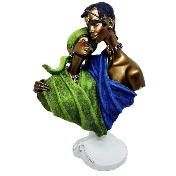 Enfeite casal africano em resina 32 cm - 1
