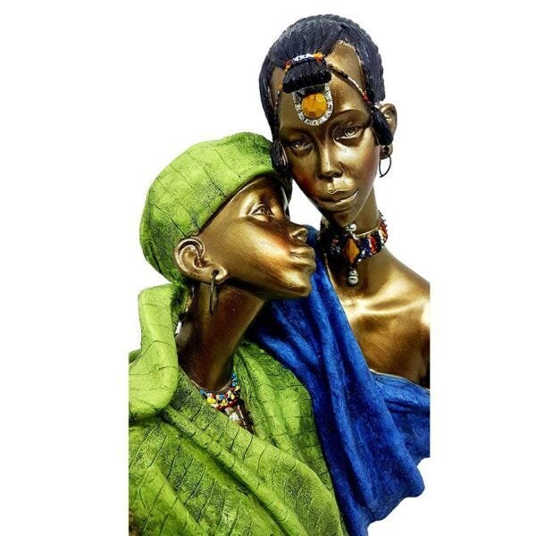 Enfeite casal africano em resina 32 cm - 3
