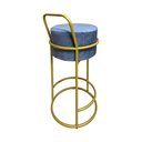 Ver imagem 3 de Kit 3 Banquetas Alta Redonda Base Dourada Veludo - Cinza