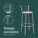 Ver imagem 4 de Kit 5 Banquetas para Balcão Flórida Prata Bistrô Ilhas Cozinha Gourmet Bares