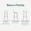 Ver imagem 3 de Kit 5 Banquetas para Balcão Flórida Prata Bistrô Ilhas Cozinha Gourmet Bares