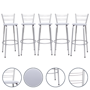 Kit 5 Banquetas para Balcão Flórida Prata Bistrô Ilhas Cozinha Gourmet Bares