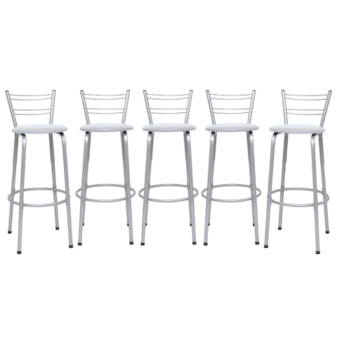 Kit 5 Banquetas para Balcão Flórida Prata Bistrô Ilhas Cozinha Gourmet Bares