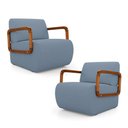 Ver imagem 1 de Kit 02 Poltronas Decorativas Orgânica Living Kavya Linho Denim - Abmaza
