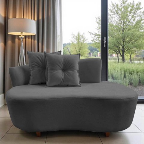 Namoradeira Sofá Feijão Suria Orgânica Suede Cinza