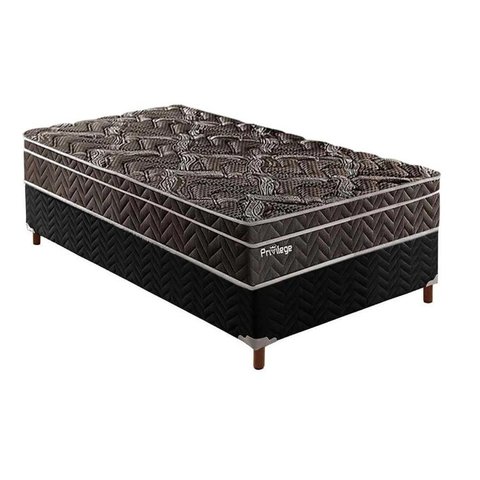 Cama Box Solteiro: Colchão Molas Paropas MasterPocket Ensacadas Privilege + Base CRC Suede Black(88x