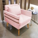 Ver imagem 2 de Kit 02 Poltronas Mari Suede Pés Palito Castanho - D’Rossi - Rosa Bebê