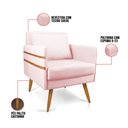 Ver imagem 5 de Kit 02 Poltronas Mari Suede Pés Palito Castanho - D’Rossi - Rosa Bebê