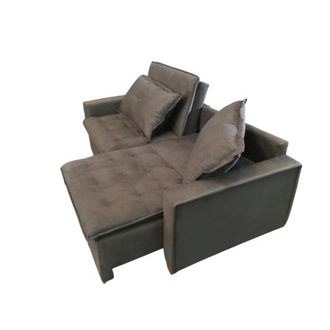 Sofá Cama Casal Veludo Cinza Filadélfia Rec Estofados