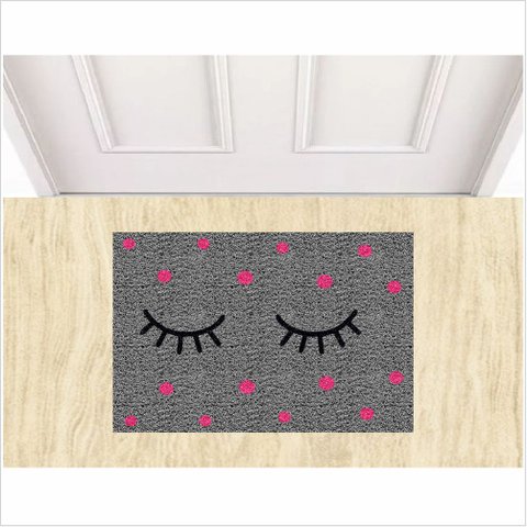 Tapetes Beleza Cílios Fofinhos 60x40cm para Porta Decorativo:cinza