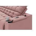 Ver imagem 2 de Sofá Connect Premium 2,00m Assento Retrátil/reclinável com Porta Copos e Entrada Usb Suede Nude