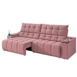 Sofá Connect Premium 2,00m Assento Retrátil/reclinável com Porta Copos e Entrada Usb Suede Nude - 3