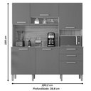 Ver imagem 4 de Armário de Cozinha com Balcão Ester 6 Portas 2 Gavetas Ripado 3d Freijó/supremo - Pnr Móveis