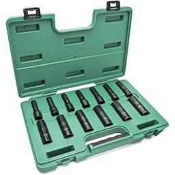 JOGO DE SOQUETE DE IMPACTO LONGO SATA 10MM A 24MM C/13PCS - 1