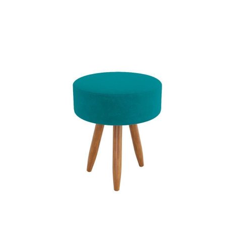 Puff Redondo Estilo Sala Jantar Escritório Moderno Azul Turquesa
