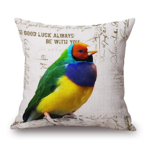 Kit 5 Capa Almofada Linho Algodão Little Birds 43 x 43 cm - 6