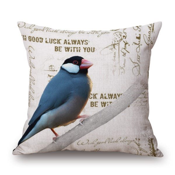 Kit 5 Capa Almofada Linho Algodão Little Birds 43 x 43 cm - 5
