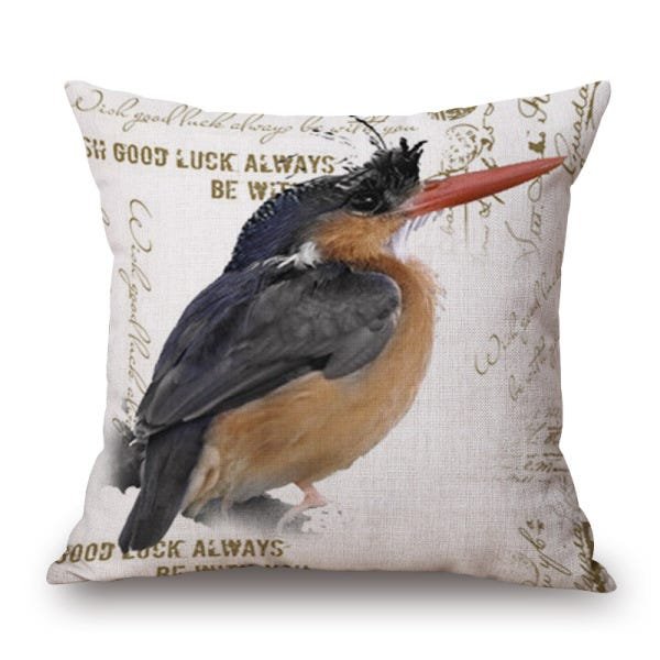 Kit 5 Capa Almofada Linho Algodão Little Birds 43 x 43 cm - 2