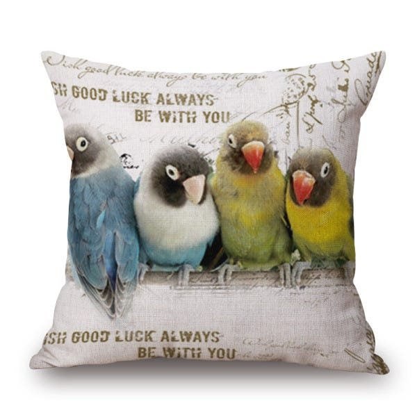 Kit 5 Capa Almofada Linho Algodão Little Birds 43 x 43 cm - 3