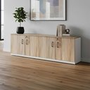 Ver imagem 4 de Armário Baixo Escritório 4 Portas 2,0m com 2 Prateleiras e Chave 100% MDF F5 Office Cor:Macadâmia