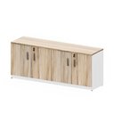 Ver imagem 3 de Armário Baixo Escritório 4 Portas 2,0m com 2 Prateleiras e Chave 100% MDF F5 Office Cor:Macadâmia