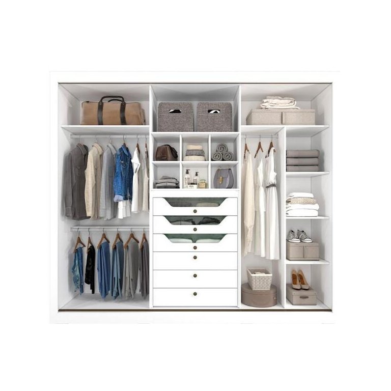 Guarda-Roupa Casal 3 Portas de Correr com Espelho Vitória Panan Branco