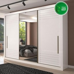 Guarda-Roupa Casal 3 Portas de Correr com Espelho Vitória Panan Branco - 3