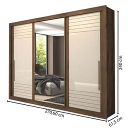 Guarda-roupa Casal 3 Portas de Correr com Espelho Vitória Panan Café/off-white - 6 Guarda-roupa Casal 3 Portas de Correr com Espelho Vitória Panan Café/off-white - 6