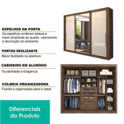 Guarda-roupa Casal 3 Portas de Correr com Espelho Vitória Panan Café/off-white - 5 Guarda-roupa Casal 3 Portas de Correr com Espelho Vitória Panan Café/off-white - 5