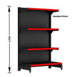 Gondola Ponta 137 Fit Preto 4 Bandeja Pe Vermelho - 2