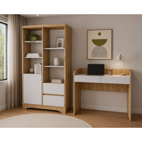 Conjunto Artany: Escrivaninha Petit e Estante Space