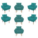 Ver imagem 1 de Kit 07 Poltronas Decorativas Opala Retro Consultório Suede Cor:azul Turquesa