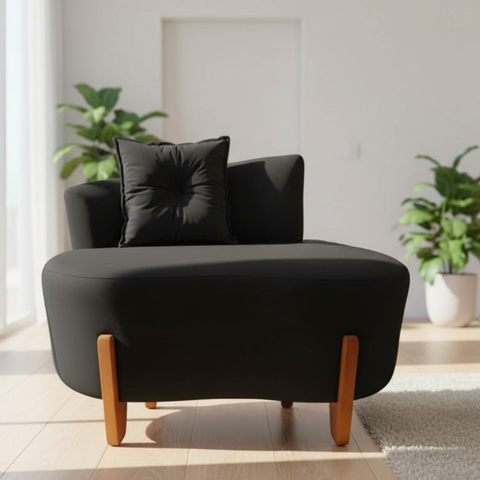 Namoradeira Sofá Feijão Luna 100cm Orgânica Suede Preto