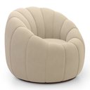 Ver imagem 7 de Poltrona Decorativa Concha Giratória com Puff Estilo Abóbora Shell Veludo Bege - Abmaza
