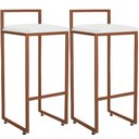 Ver imagem 1 de Kit 02 Banquetas Alta Para Cozinha Sala De Jantar Hanna L02 Bronze Corano Branco - Lyam Decor