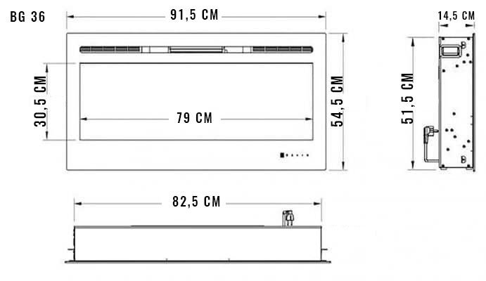 Lareira eletrica, tela 36, tensao 220V, frequencia 60HZ, potencia 1500W, ipxo, classe I - cor preta - 6