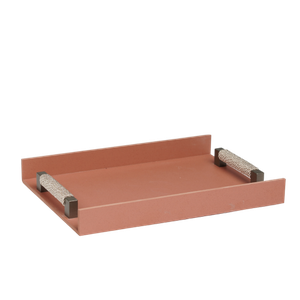 Bandeja Mdf Decorativa Alça Cordão 40x30cm Cor Tijolo Bekasa 0395