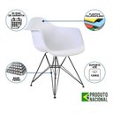 Ver imagem 4 de Mesa Industrial Jantar Redonda 110Cm Amêndoa Base V Com 4 Poltronas Brancas Ferro Preto Amendoa
