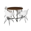 Ver imagem 6 de Mesa Industrial Jantar Redonda 110Cm Amêndoa Base V Com 4 Poltronas Brancas Ferro Preto Amendoa