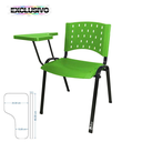 Ver imagem 3 de Cadeira Universitária Plástica Verde 10 Unidades Prancheta Plástica - Ultra Móveis