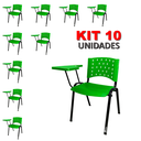 Ver imagem 2 de Cadeira Universitária Plástica Verde 10 Unidades Prancheta Plástica - Ultra Móveis