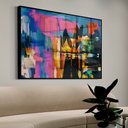 Ver imagem 1 de Quadro Decorativo Abstrato Intense em Moldura Caixa Tacolado Moldura Trad 1cm Madeira Escura com Vid