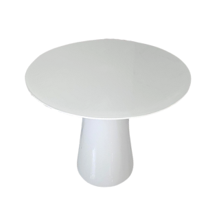 Mesa de Jantar Cone 110 cm Tampo Branco + Vidro Base Branca
