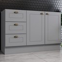 Ver imagem 2 de Armário de Cozinha Compacta para Pia 120 Cm Americana 2 Portas 3 Gavetas 100% Mdf Cinza - Pnr Móveis