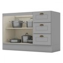 Ver imagem 4 de Armário de Cozinha Compacta para Pia 120 Cm Americana 2 Portas 3 Gavetas 100% Mdf Cinza - Pnr Móveis
