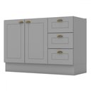 Ver imagem 6 de Armário de Cozinha Compacta para Pia 120 Cm Americana 2 Portas 3 Gavetas 100% Mdf Cinza - Pnr Móveis