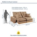 Ver imagem 4 de Sofa Retratil e Reclinavel Milano 230cm Kc Rei de Casa Veludo Bege
